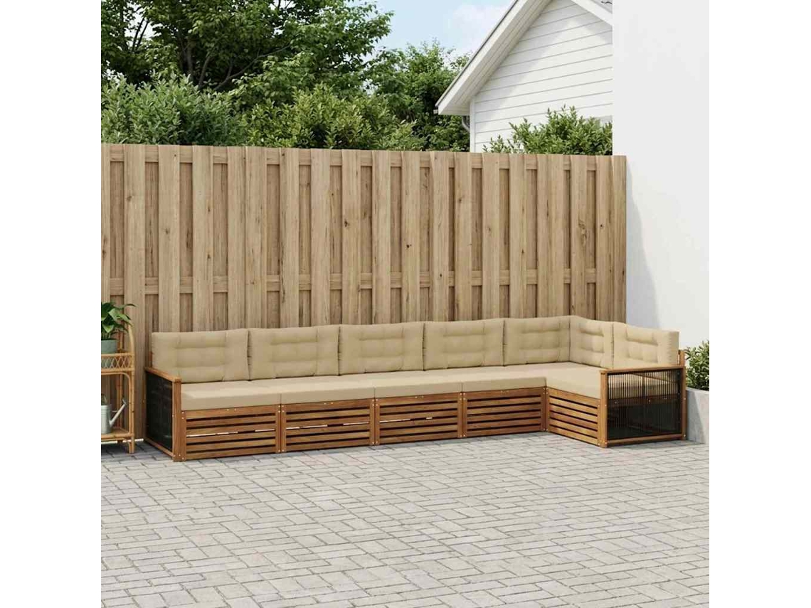 Vidaxl Conjunto De Sofás Para Exterior 6 Unid. Natural E Bege