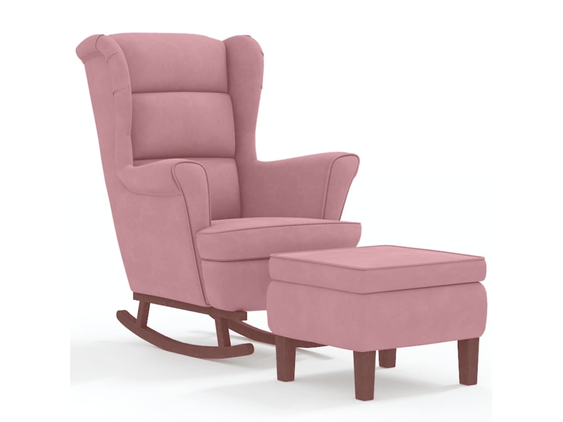 Cadeira de baloiço com apoio de pés VIDAXL Cor-de-rosa Veludo (78x93x97 cm )