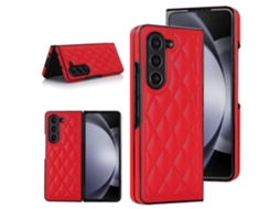 Capa De Couro Com Dobra Rômbica Para Samsung Galaxy Z Fold7 5g