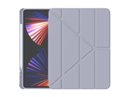 Capa Hengrongshen Origami para iPad Pro 11 (2021, 2020, 2018) com suporte de couro sintético e compartimento para caneta, cinza lavanda (2022)