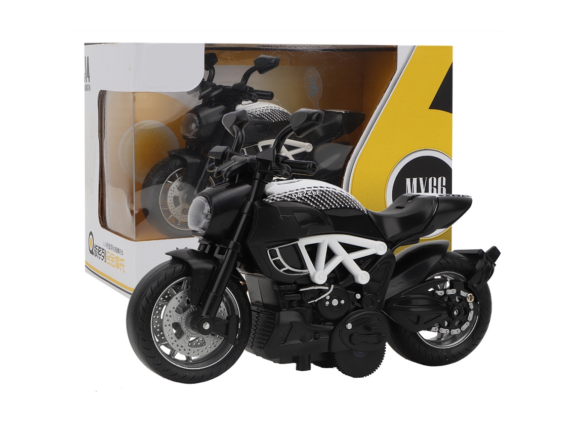Mali brinquedo Modelo de Motocicleta Elétrica de Liga com Luz e Música para Crianças Branco Preto