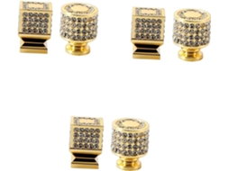 Conjunto De 6 Puxadores De Liga Metálica Com Strass Para Móveis, Delicados E Com Acabamento Em Armários.