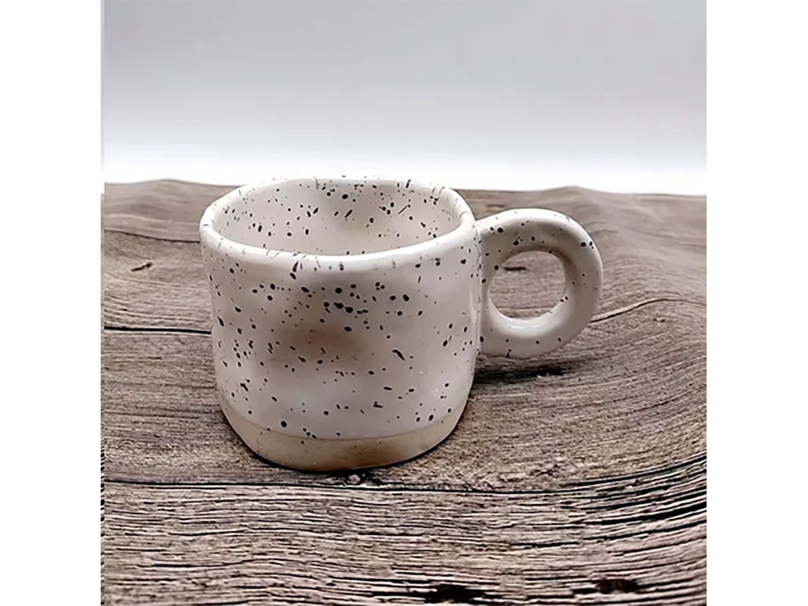 Caneca De Cerâmica Com Estampa Tinta Salpicada, Branca. Aquaforge
