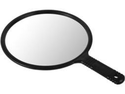 Mão Cabeleireiro Espelho Redondo Com Cabo Ergonômico Em Pu E Ps, Visualização