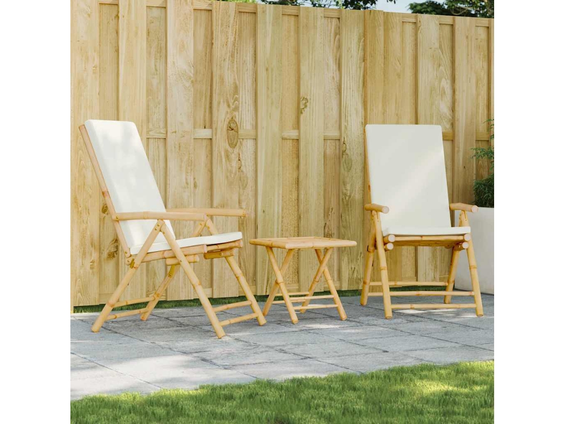 Conjunto de Móveis de Jardim HARLANV1 com bistrô, almofadões, vime e branco