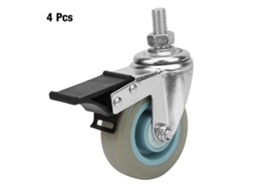 Orevant-4 Peças Rodas De Caster Para Móveis 3 Polegadas Silenciosas Pvc Com Freio Fixo