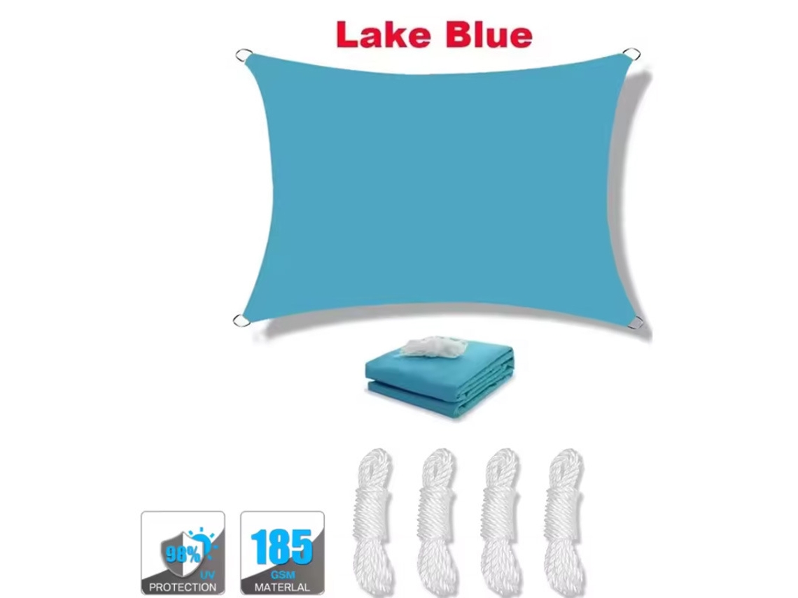 Toldo Vela De Sombra Impermeável E Proteção Uv Com Cordas Para Jardim E Pátio,azul/4x4m Gertiz
