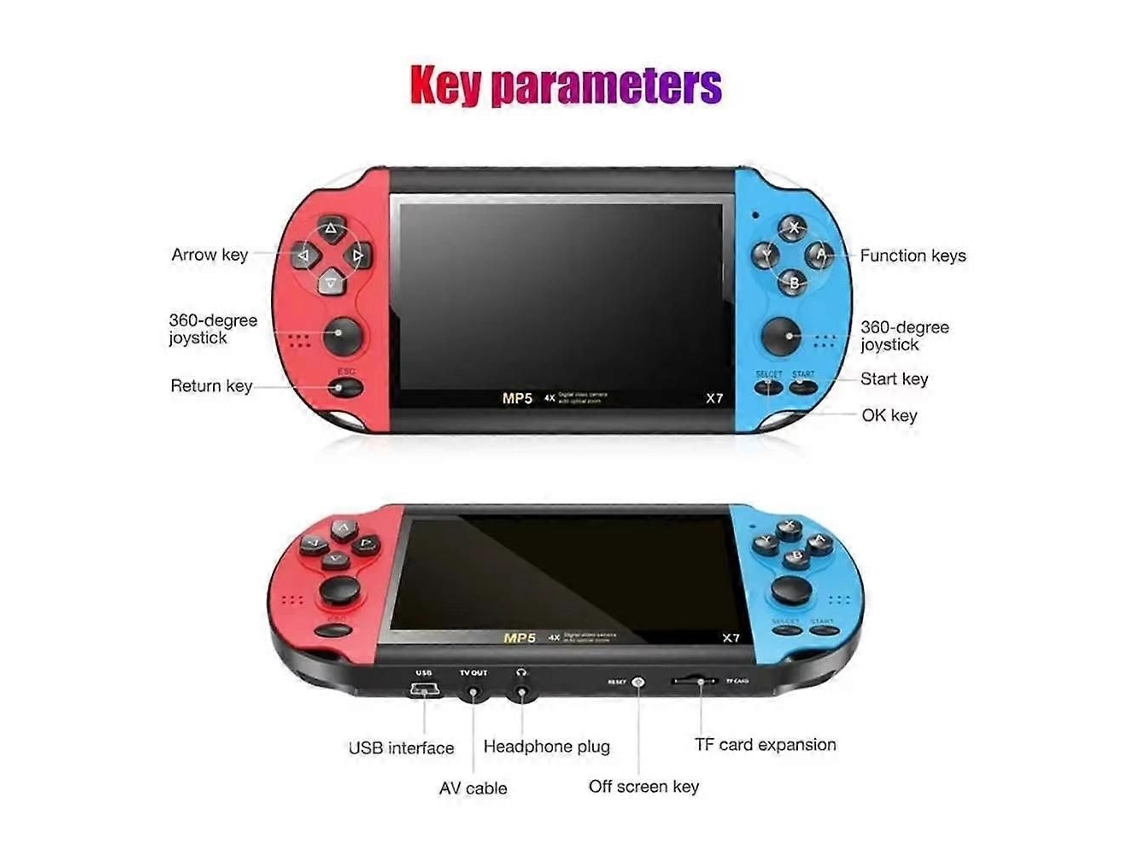 Console de Videogame Portátil Retrô X7 4,3 Polegadas com Mais 1500 Jogos Clássicos. GOKOCO