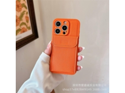 Capa Para Iphone 17 Air Em Couro Laranja, Simples E Elegante, Com Porta-cartões E Proteção Completa.