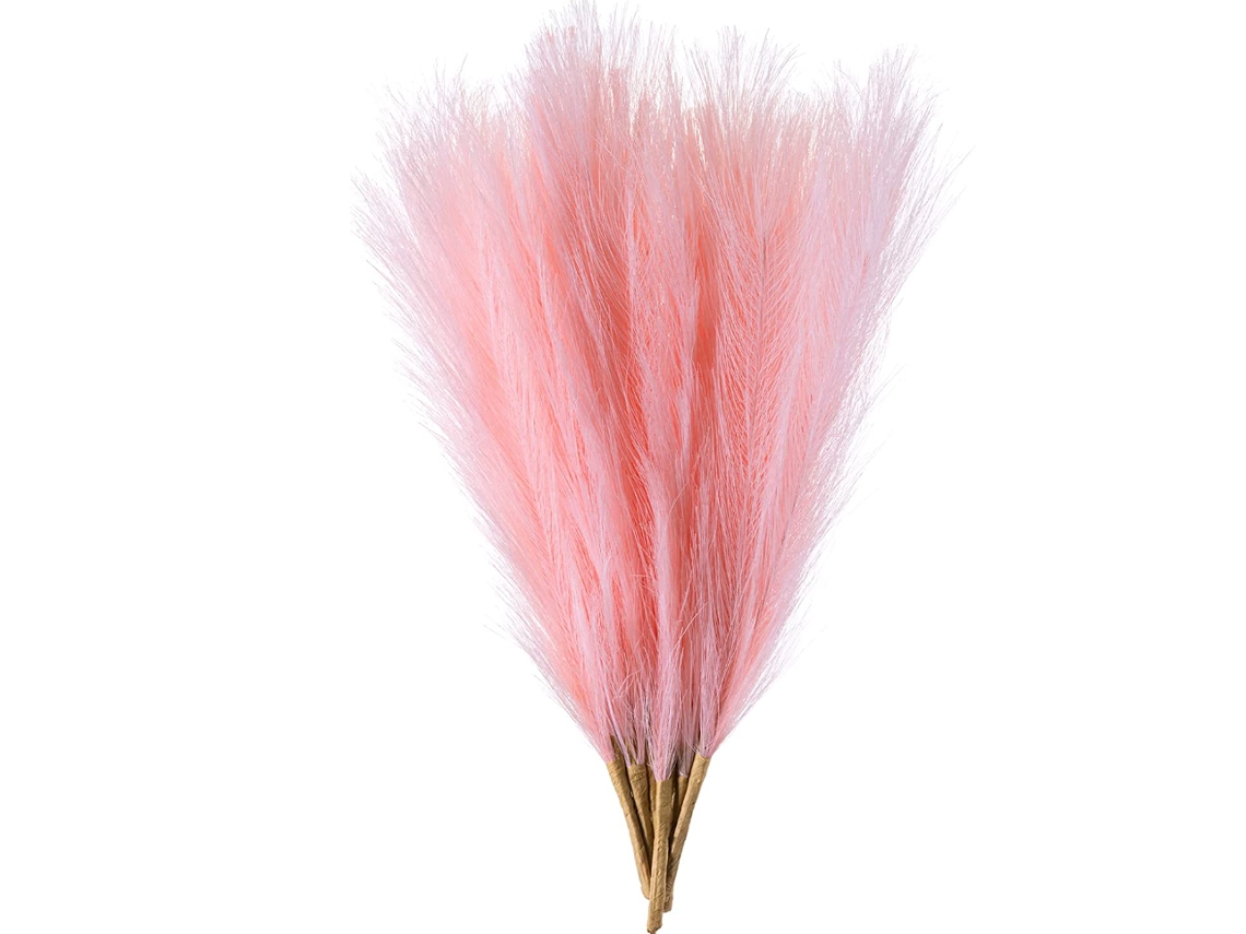 Galhos Artificiais Grandes e Pequenos de Capim dos pampas Seco e Fofo, Galho Grande de Capim dos pampas Artificial AQUAFORGE (rosa)