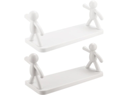 Suporte De Parede Para Banheiro, Conjunto Com 2 Peças, Branco, Em Pp, Fácil Instalação Ideal Para Casa