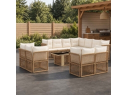 Vidaxl Conjunto De Sofá De Jardim 12 Unid. Bege Vime Pe