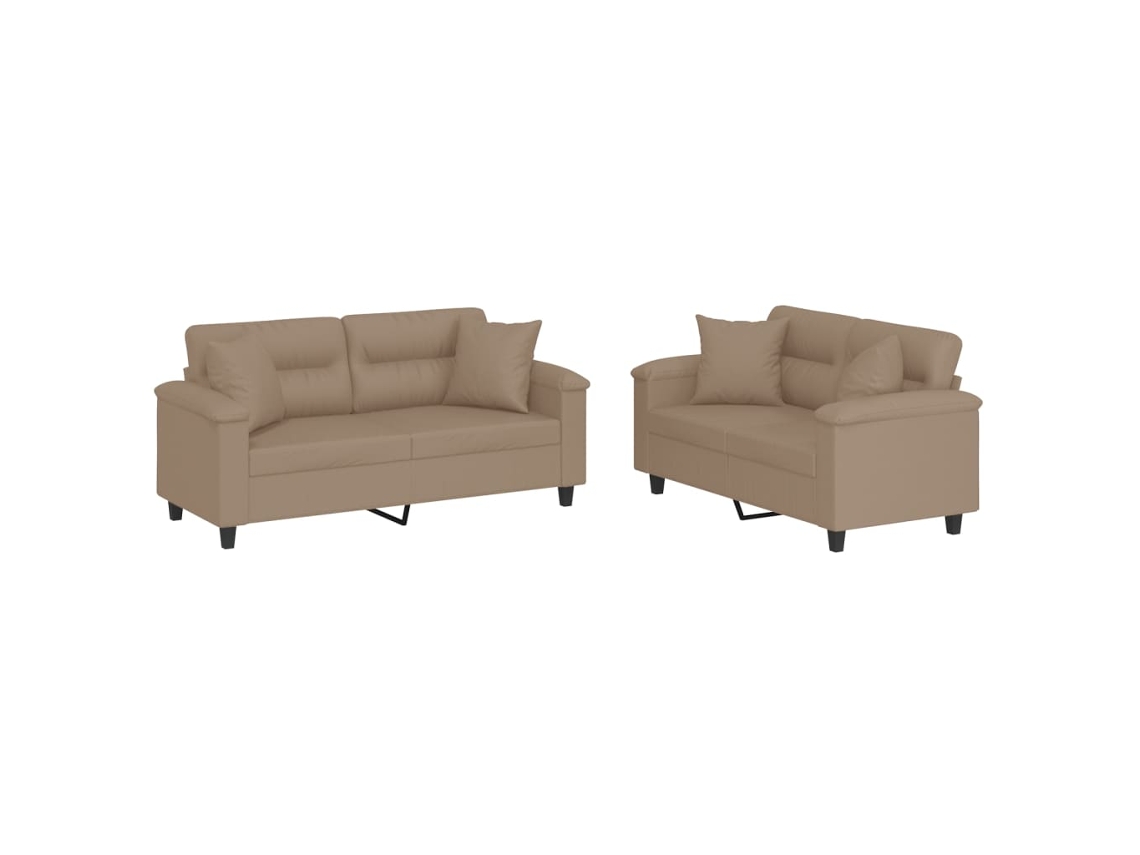 Conjunto De Sofás Vidaxl Marrom Couro Sintético (170 X 77 X 80 Cm)