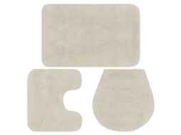 Vidaxl Conjunto Tapetes De Casa De Banho 3 Pcs Tecido Branco