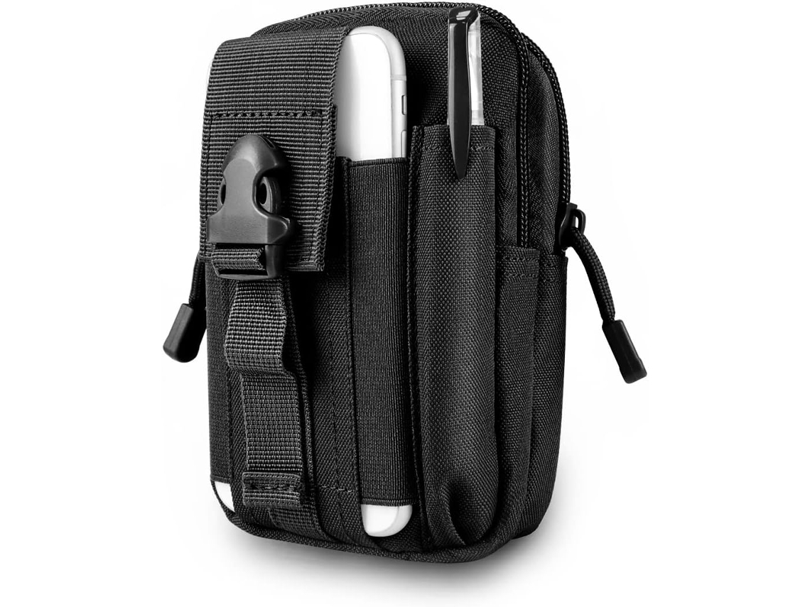 Bolsa de Cintura AQUAFORGE nylon, 1000d, multifuncional, caminhada, ciclismo, trilhas, preta