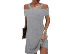 Vestido Curto Manga Curta Ombros Frios Feminino Casual Verão