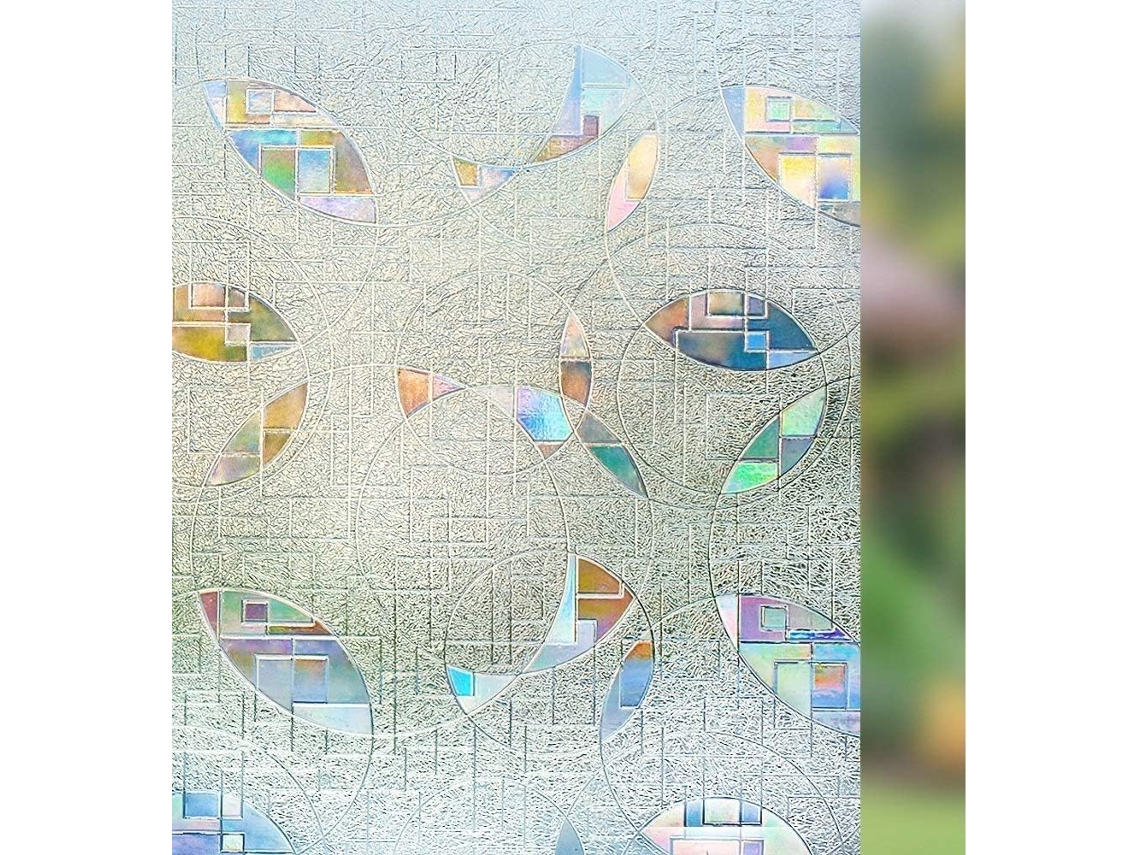 Película Para Janela Com Efeito Vitral, Proteção Uv, Controle De Calor, Privacidade, Película Siliconizada 3d Para Vidro, 44, 5 X 200 Cm(17, 5 X 78