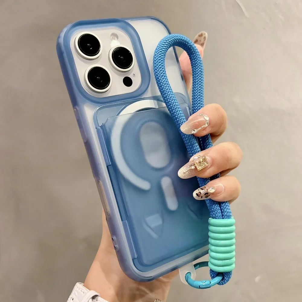 (azul 13pro) Capa De Celular Carteira Magnética Transparente Com Compartimento Para Cartões