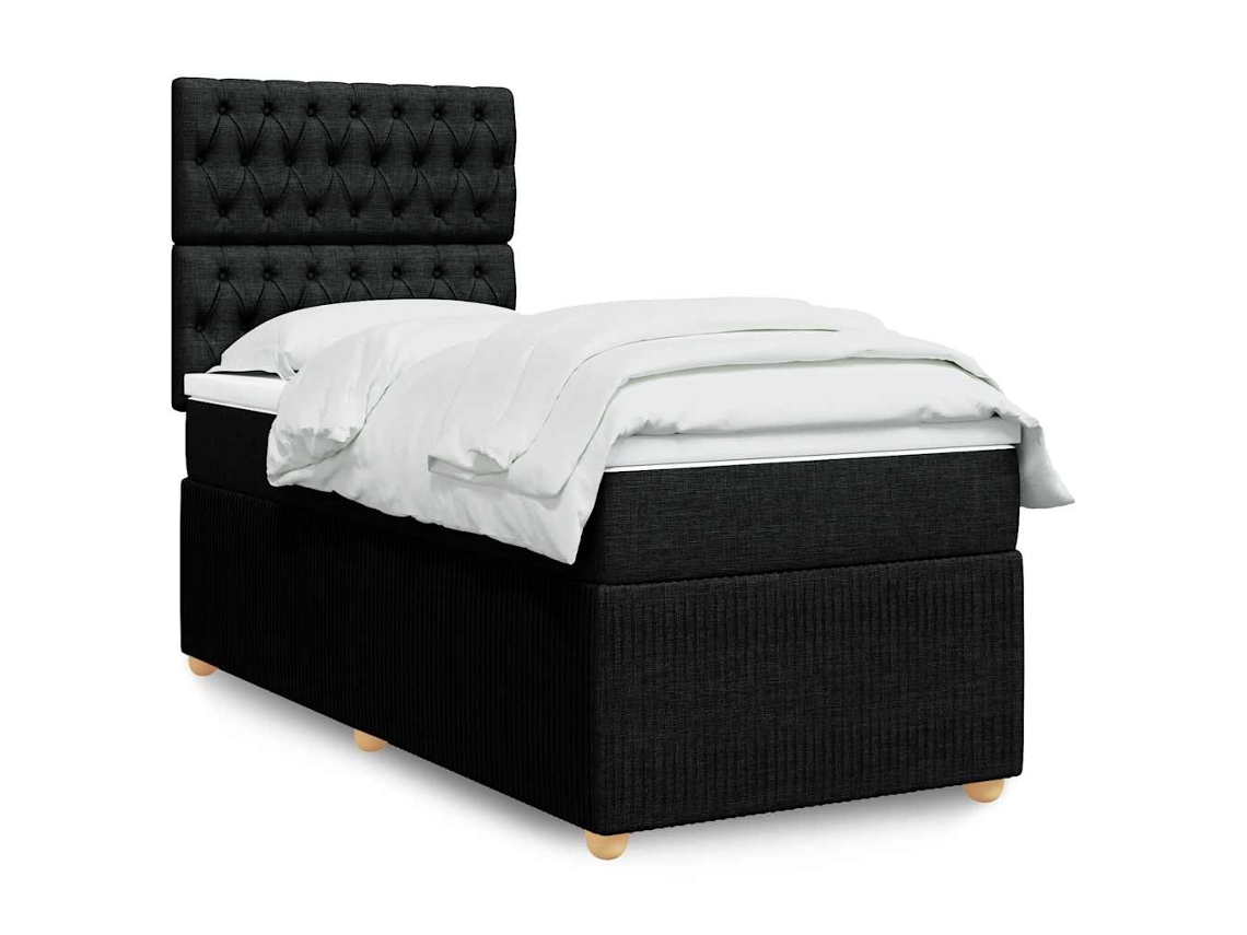 Vidaxl Cama Com Molas/colchão 90x190 Cm Tecido Preto
