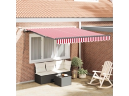 Vidaxl Toldo Retrátil Vermelho E Branco 300 X 250 Cm Poliéster