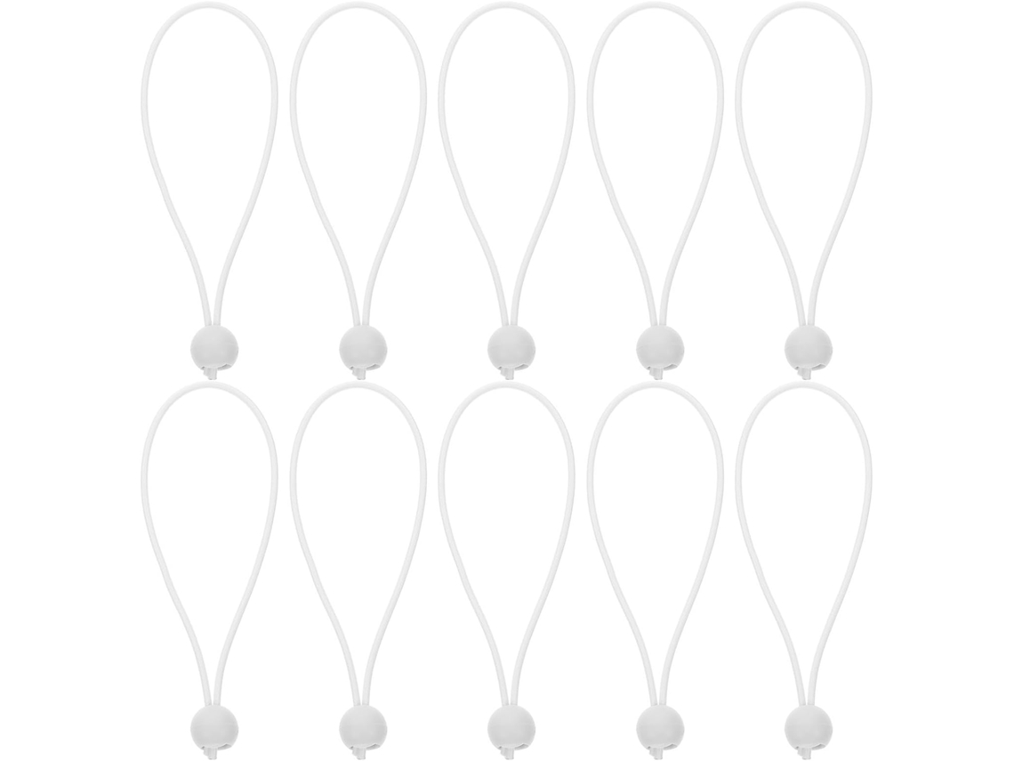 Cordão Elástico Com Bolinhas Brancas, Pacote Com 10 Unidades, Flexível E Resistente, Ideal Para Varetas E Cabos De