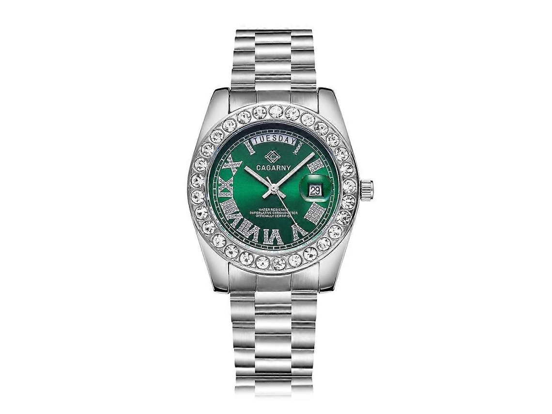 Relógio de quartzo à prova d'água Cagarny 6866 Fashion Life com pulseira de aço prateado Hengrongshen
