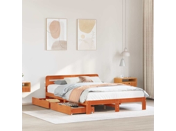 Cama Sem Colchão 160x200 Cm Madeira Pinho Maciço Castanho-mel