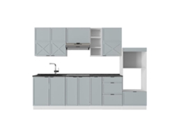 Cozinha Fame Line, 280cm, Pt Antracite, Azul Claro Cinza/branco, Branco, Vicco