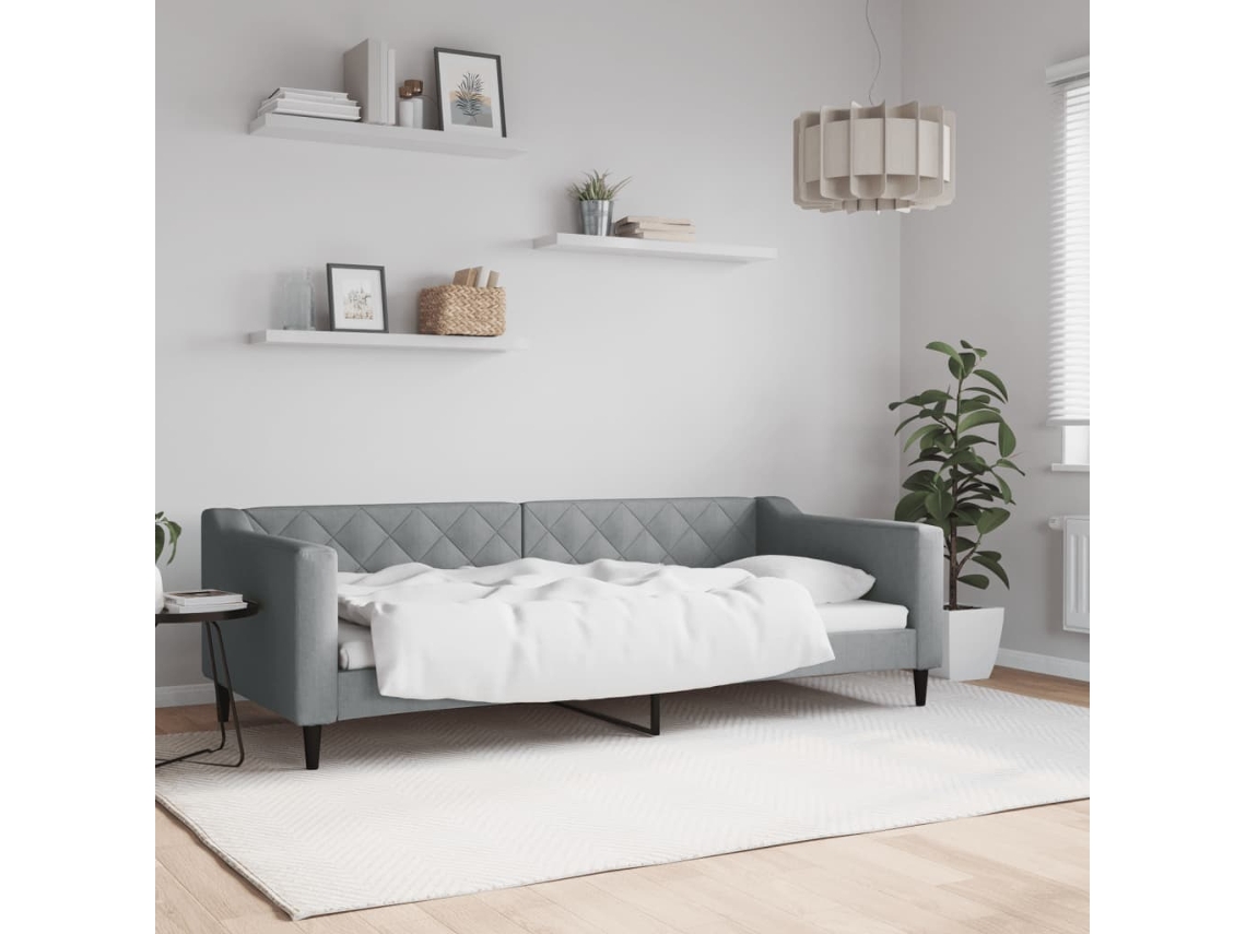 Vidaxl Sofá-cama 90x200 Cm Tecido Cinzento-claro
