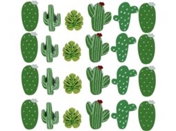 30 Tachinhas Decorativas De Madeira Com Desenho De Cactos E Folha De Palmeira Para Murais, Mensagens E Decoração De Parede Em