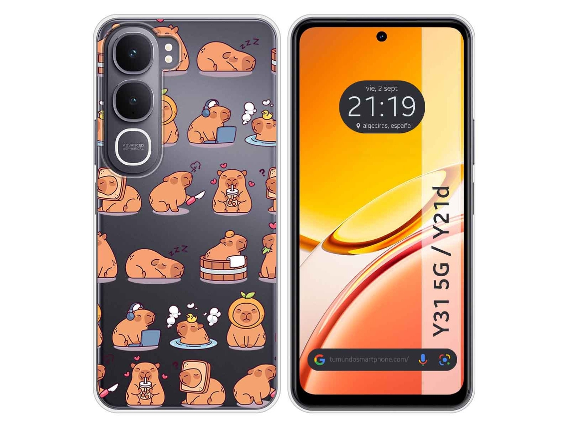 Capa Tumundosmartphone De Silicone Transparente Para Vivo Y31 5g / Y21d Com Estampa De Capivara 01 Desenhos