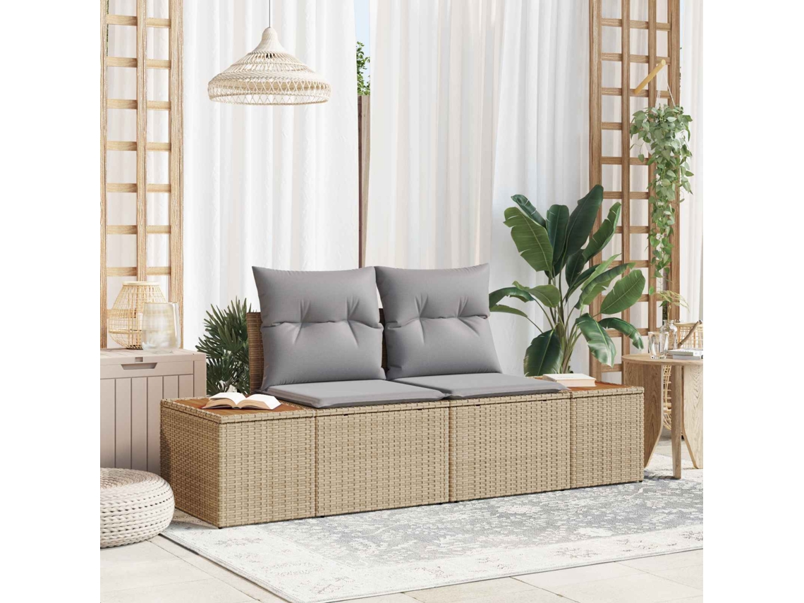 Vidaxl Sofá De Jardim Bege 184 X 62 X 85cm Vime Pe