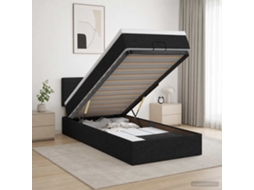 Vidaxl Cama Ottoman Com Colchão Com Cabeceira Preto 80 X 200 Cm Tecido