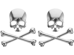 Conjunto De 2 Peças De Enfeites De Caveira Em Metal Prateado Para Carro.