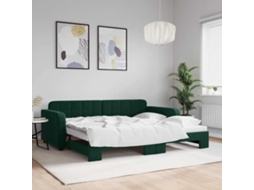 Vidaxl Sofá-cama Com Gavetão 90x200 Cm Veludo Verde-escuro