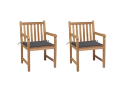Vidaxl Cadeiras De Jardim C/ Almofadões Antracite 2 Pcs Teca Maciça