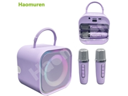 (microfone Duplo Roxo) Mini Máquina De Karaokê, Equipada Com Alto-falante Bluetooth E 2 Microfones Portáteis.