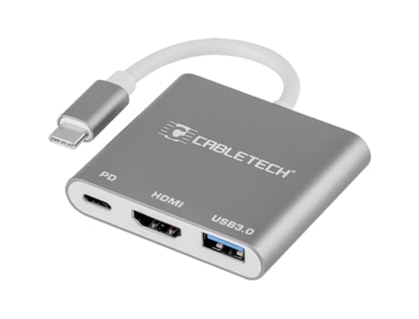 Adaptador de Conector Cabletech Plug Tipo C USB 3.0 HDMI 2.0 Tipo C Tomadas