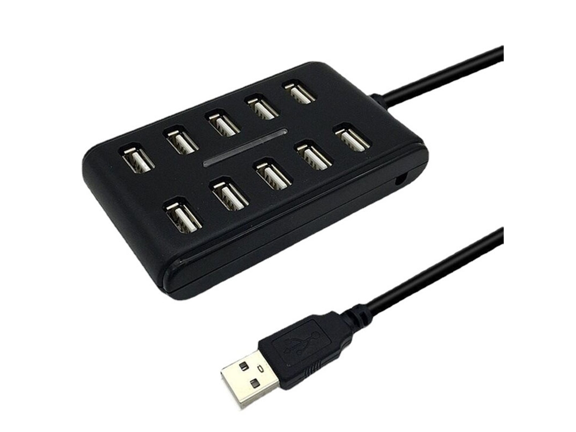 Yizhood Usb 2.0 Docking Station Driver portátil grátis 10 portas de alta velocidade Multi USB Splitter Hub para PC Laptop Preto