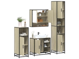 Vidaxl 4 Pcs Conj. Móveis Casa Banho Derivados Madeira Carvalho Sonoma