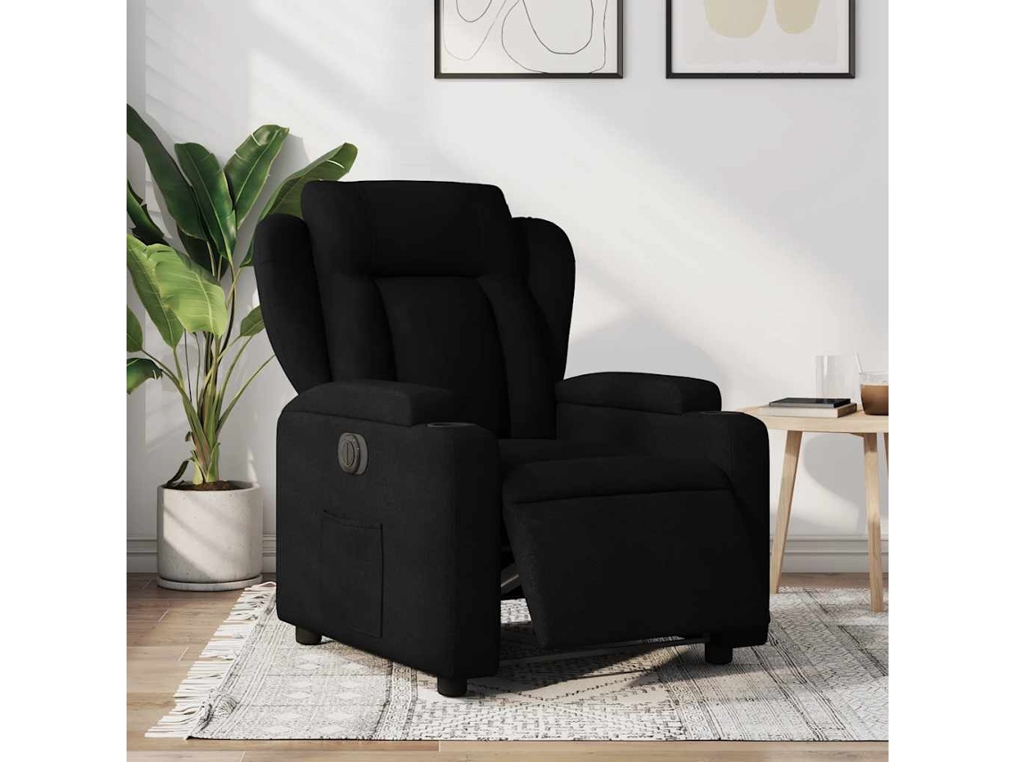 Vidaxl Poltrona Elétrica Reclinável Tecido Preto