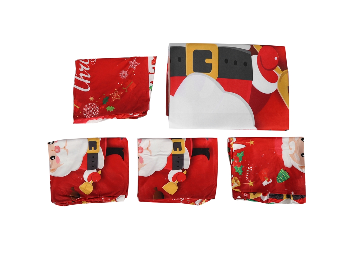Toalha de Mesa e Capas de Cadeira Natalinas Santa Claus 140x140cm