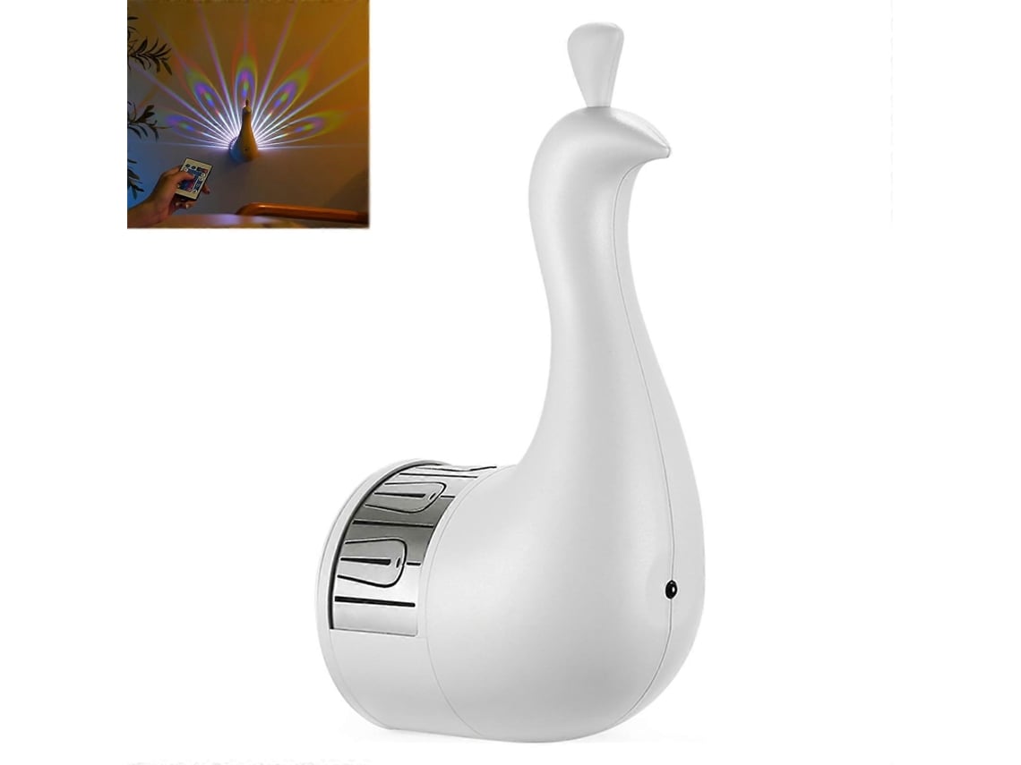 Luz Noturna Pavão Branca Usb Com 7 Cores