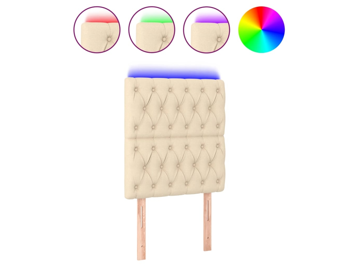 Led Headboard, Led Headboards Vidaxl Creme Tecido (80 X 7 X 118/128 Cm)