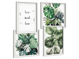 Composição De Quadros Inspirações Vegetais Modernas Espelharte (4 Peças)