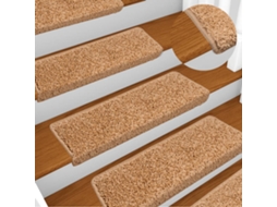 Vidaxl Tapetes De Escada 15 Peças 65x21x4 Cm Bege Com Borda Retangular
