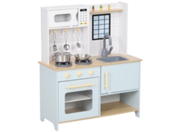 Cozinha de brinquedo, fogão e armários, aço, madeira, 72x33x85,2cm, azul/branco | S/MARCA