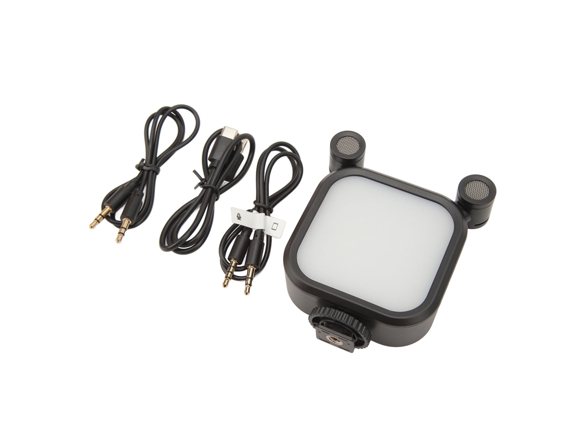 Luz De Preenchimento Para Microfone Ajustável, Microfone Estéreo Com Luz Para Videoconferências