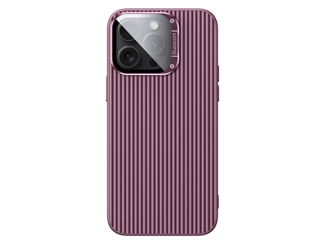 Suporte Casa Para Iphone 15 Pro Max Pele Sintética Magnética Roxo