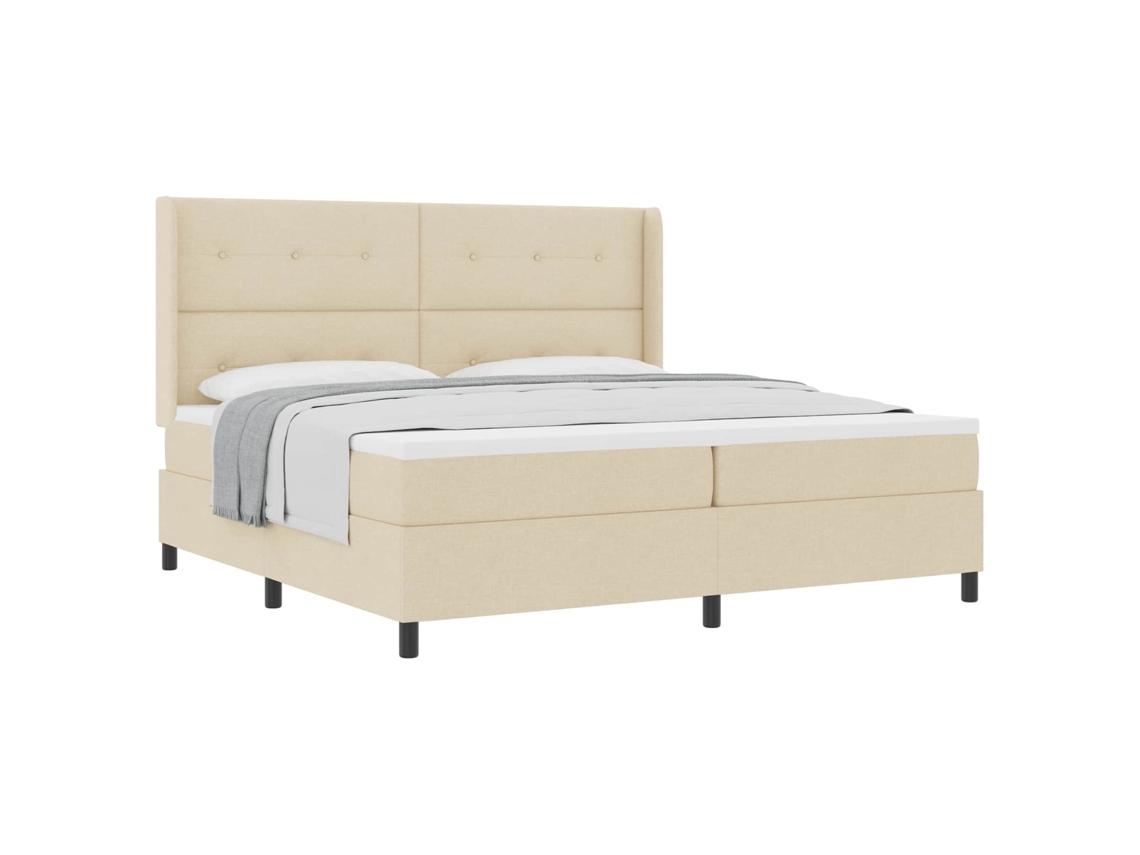 Conjunto 1 Cama Box Vidaxl Creme Tecido (200 X 200 Cm)